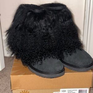 UGG Women's Black Curly Sheepskin Boots